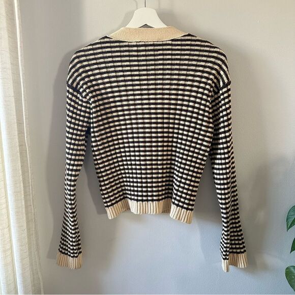 The GREAT. The Mini Striped Cardigan in Woodsmoke Stripe - Picture 5 of 10